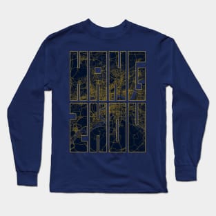 Hangzhou, China City Map Typography - Gold Art Deco Long Sleeve T-Shirt